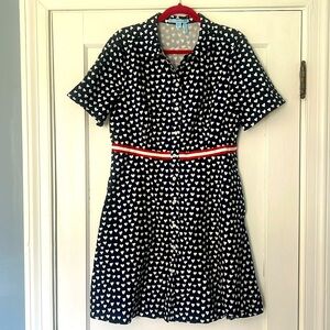 Draper James Navy Heart Print Dress Size 14